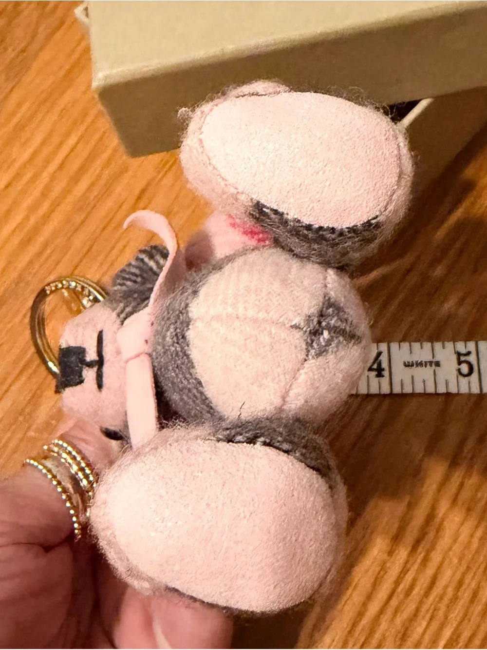 Authentic Burberry Pink & Gray Traditional Plaid Teddy Bear Bag Charm & Keyring